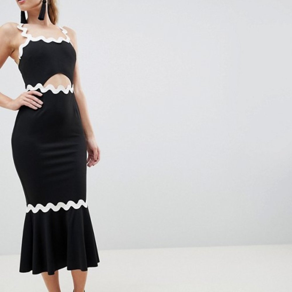 ASOS DESIGN rik rak pephem midi dress